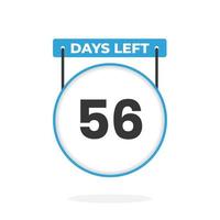Quedan 56 días de cuenta regresiva para la promoción de ventas. Quedan 56 días para el banner de ventas promocionales. vector