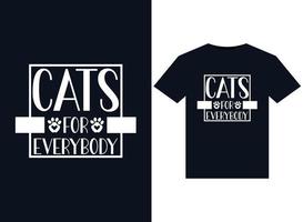 ilustraciones de gatos para todos para el diseño de camisetas listas para imprimir vector