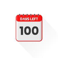 Countdown icon 100 Days Left for sales promotion. Promotional sales banner 100 days left to go vector