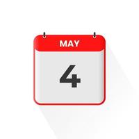 4th May calendar icon. May 4 calendar Date Month icon vector illustrator