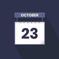 23rd October calendar icon. October 23 calendar Date Month icon vector illustrator