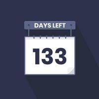 133 Days Left Countdown for sales promotion. 133 days left to go Promotional sales banner vector