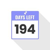 194 Days Left Countdown sales icon. 194 days left to go Promotional banner vector