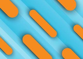 Orange diagonal geometric shapes with shadow and gradient blue lines background. vector