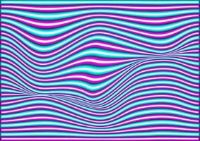 las líneas onduladas distorsionadas resumen la ilustración vectorial de fondo, la curva tiene un patrón de línea recta rosa y azul. vector