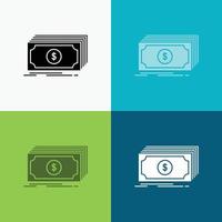 Cash. dollar. finance. funds. money Icon Over Various Background. glyph style design. designed for web and app. Eps 10 vector illustration