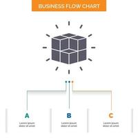 box. labyrinth. puzzle. solution. cube Business Flow Chart Design with 3 Steps. Glyph Icon For Presentation Background Template Place for text. vector