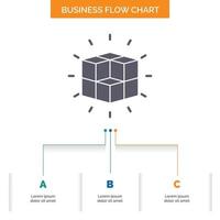 box. labyrinth. puzzle. solution. cube Business Flow Chart Design with 3 Steps. Glyph Icon For Presentation Background Template Place for text. vector