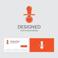 Business logo template for nipple. baby. dummy. pacifier. kids. Orange Visiting Cards with Brand logo template. vector