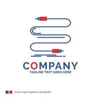 Company Name Logo Design For audio. cable. cord. sound. wire. Blue and red Brand Name Design with place for Tagline. Abstract Creative Logo template for Small and Large Business. vector