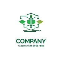 Algorithm. design. method. model. process Flat Business Logo template. Creative Green Brand Name Design. vector