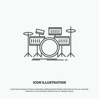 drum. drums. instrument. kit. musical Icon. Line vector gray symbol for UI and UX. website or mobile application