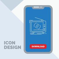 tv. ad. advertising. television. set Line Icon in Mobile for Download Page vector