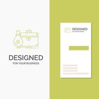 Business Logo for briefcase. business. case. open. portfolio. Vertical Green Business .Visiting Card template. Creative background vector illustration
