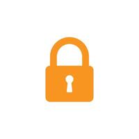 eps10 orange vector security padlock solid art icon isolated on white background. closed lock filled symbol in a simple flat trendy modern style for your website design, logo, and mobile application