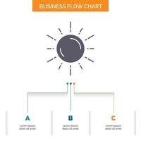 sun. space. planet. astronomy. weather Business Flow Chart Design with 3 Steps. Glyph Icon For Presentation Background Template Place for text. vector