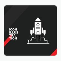 Red and Black Creative presentation Background for Rocket. spaceship. startup. launch. Game Glyph Icon vector