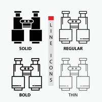 binoculars. find. search. explore. camping Icon in Thin. Regular. Bold Line and Glyph Style. Vector illustration