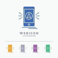 navigation. app. camping. gps. location 5 Color Glyph Web Icon Template isolated on white. Vector illustration