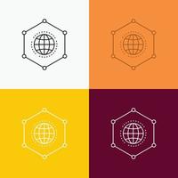 Network. Global. data. Connection. Business Icon Over Various Background. Line style design. designed for web and app. Eps 10 vector illustration