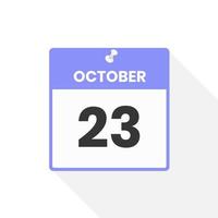 October 23 calendar icon. Date,  Month calendar icon vector illustration