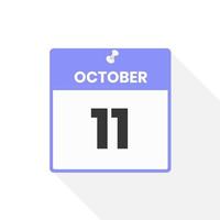 October 11 calendar icon. Date,  Month calendar icon vector illustration