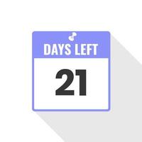 21 Days Left Countdown sales icon. 21 days left to go Promotional banner vector