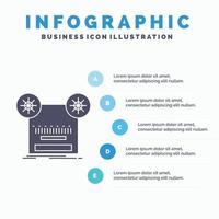 Record. recording. retro. tape. music Infographics Template for Website and Presentation. GLyph Gray icon with Blue infographic style vector illustration.