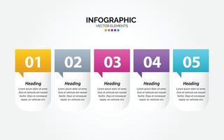 Timeline 5 options Horizontal Infographic for presentations workflow process diagram flow chart report vector