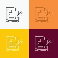 document. file. page. pen. Resume Icon Over Various Background. Line style design. designed for web and app. Eps 10 vector illustration