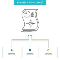 Estimacion. amor. relación. respuesta. diseño de diagrama de flujo empresarial receptivo con 3 pasos. icono de línea para el lugar de plantilla de fondo de presentación para texto vector