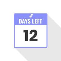 12 Days Left Countdown sales icon. 12 days left to go Promotional banner vector