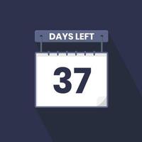 Quedan 37 días de cuenta regresiva para la promoción de ventas. Quedan 37 días para el banner de ventas promocionales. vector