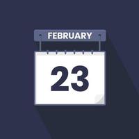 23rd February calendar icon. February 23 calendar Date Month icon vector illustrator