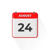 24th August calendar icon. August 24 calendar Date Month icon vector illustrator