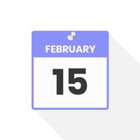 February 15 calendar icon. Date,  Month calendar icon vector illustration