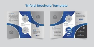Real estate Trifold Brochure Design Template. Design Template Geometric shape used for business Trifold Brochure layout. Real estate Brochure, Business Brochure, A4 with Bleed, Print Ready vector