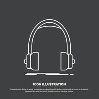 audio. auricular. auriculares. monitor. icono de estudio. símbolo de vector de línea para ui y ux. sitio web o aplicación móvil