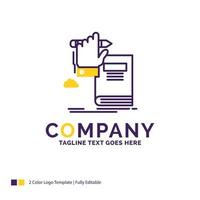 Company Name Logo Design For education. knowledge. learning. progress. growth. Purple and yellow Brand Name Design with place for Tagline. Creative Logo template for Small and Large Business. vector