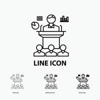 Business. conference. convention. presentation. seminar Icon in Thin. Regular and Bold Line Style. Vector illustration