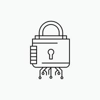 Security. cyber. lock. protection. secure Line Icon. Vector isolated illustration