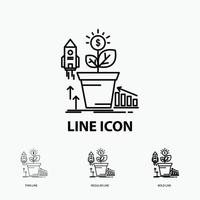 Finance. financial. growth. money. profit Icon in Thin. Regular and Bold Line Style. Vector illustration