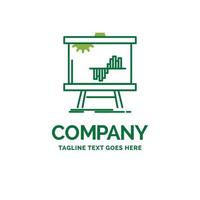 Business. chart. data. graph. stats Flat Business Logo template. Creative Green Brand Name Design. vector