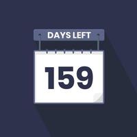 159 Days Left Countdown for sales promotion. 159 days left to go Promotional sales banner vector