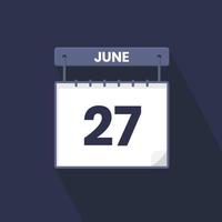 27th June calendar icon. June 27 calendar Date Month icon vector illustrator