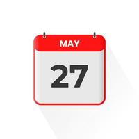 27th May calendar icon. May 27 calendar Date Month icon vector illustrator