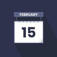 Icono del calendario del 15 de febrero. 15 de febrero calendario fecha mes icono vector ilustrador