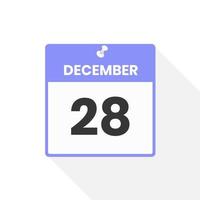 December 28 calendar icon. Date,  Month calendar icon vector illustration