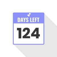 124 Days Left Countdown sales icon. 124 days left to go Promotional banner vector