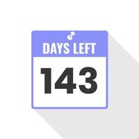 143 Days Left Countdown sales icon. 143 days left to go Promotional banner vector